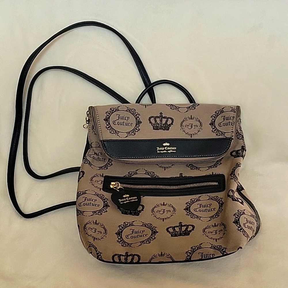 JUICY COUTURE Logo Canvas Backpack Purse Bag EUC!!! Medium